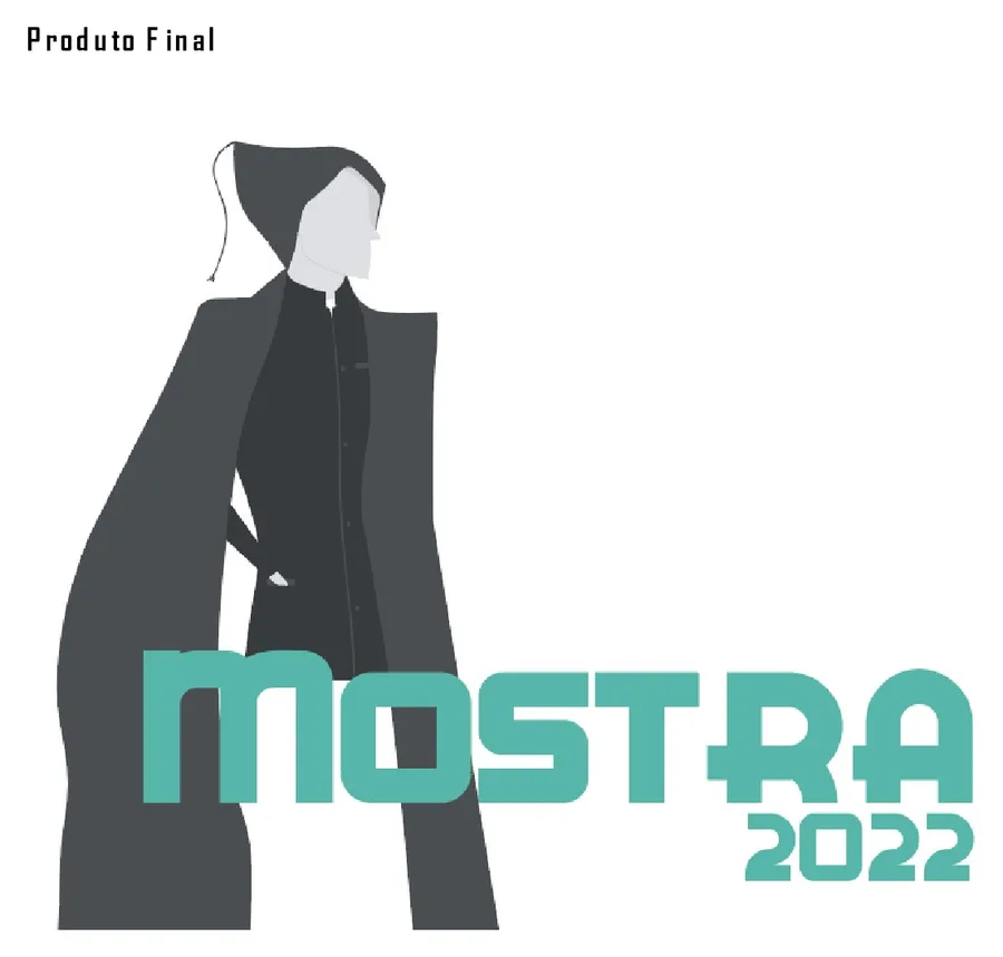 Logotype: a figure in an academic gown reduced to flat geometry, with MOSTRA 2022 set across the body in teal