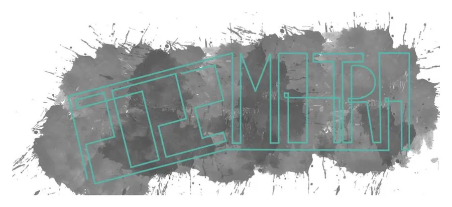 Logotype: the word Mostra drawn as a single continuous teal contour over grey ink washes