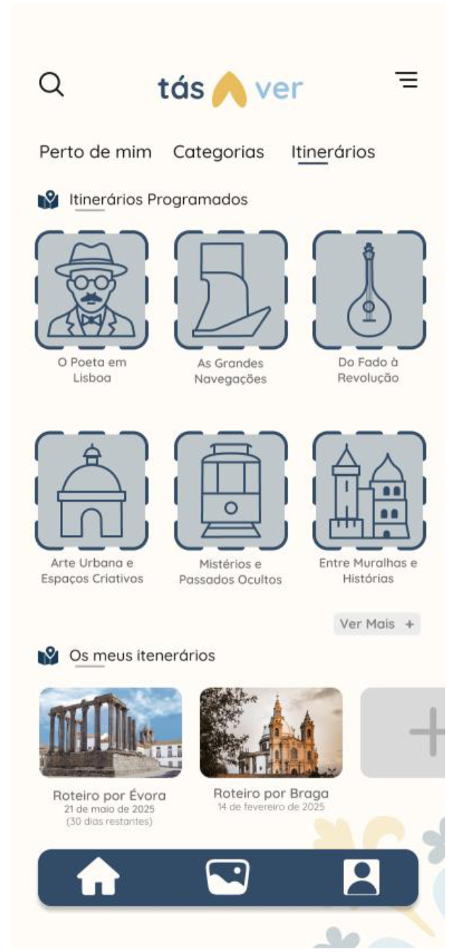 Itineraries, first proposal: dense grids mixing visited and unvisited places across categories
