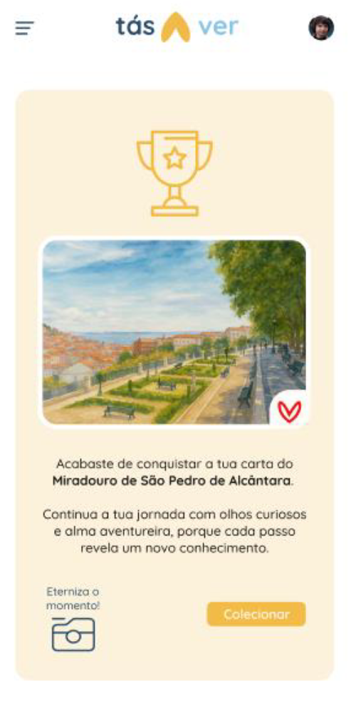 Quiz flow 4 of 4: collecting the card into the personal album